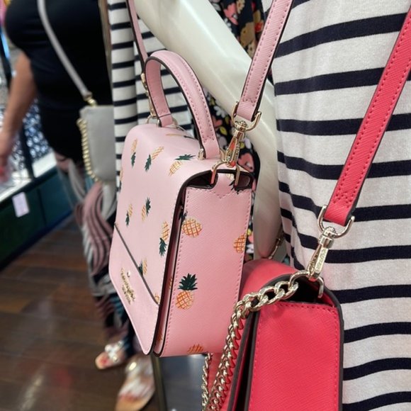 Kate Spade Staci Square Pineapple Crossbody Pink Multi - Picture 11 of 16